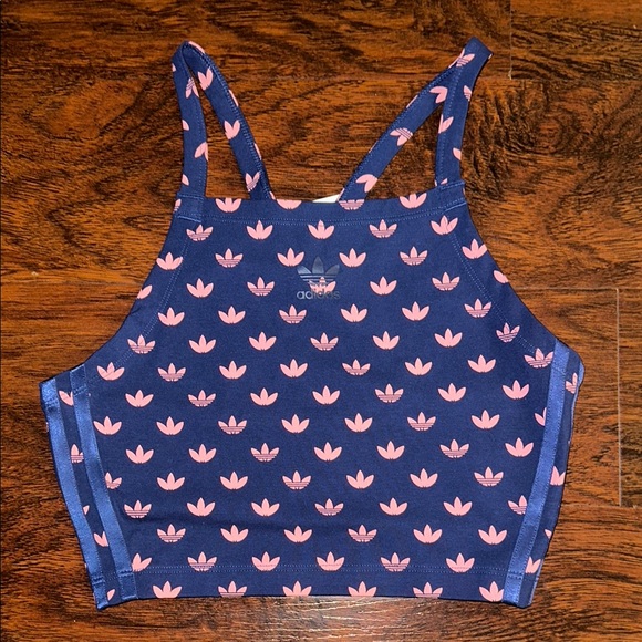 adidas Tops - NWT Adidas Navy Blue and Peach Crop Top (XS)